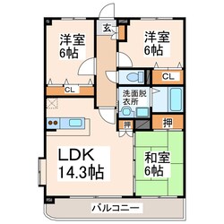 保田窪本町 徒歩3分 1階の物件間取画像